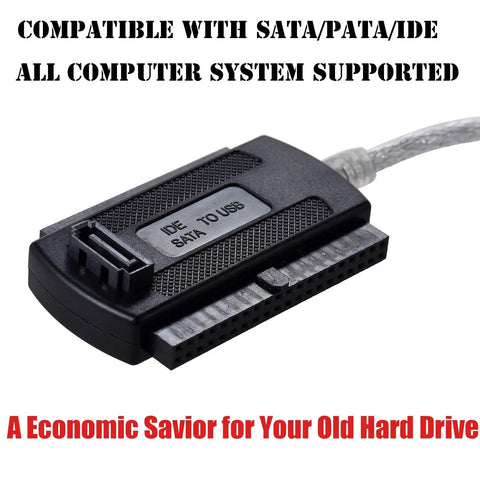 Plug And Play SATA IDE USB Two Point Zero Hard Drive Adapter Cable With External Power Supply