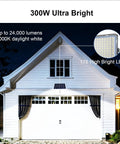 Two Pack 300W Solar Flood Lights Outdoor Security Lamps With 24,000 Lumens LED, IP67 Waterproof Dusk To Dawn, Bright Yard Light