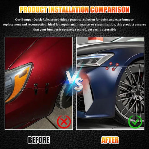 Universal Car Bumper Clip Kit With Front And Rear Quick Release Tabs Durable Aluminum Alloy Bumper Holders For Cars Before and After