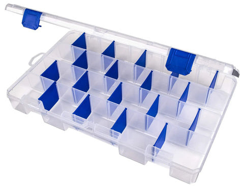 Open Tackle Box Organizer With Zerust Anti Rust Dividers, Customizable 18 Dividers Making 36 Compartments, 14.25 x 9.125 x 2 Inches