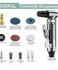 Heavy Duty Air Die Grinder With Rock Solid Metal Housing And Precision Ball Bearings Powers Through Any Task At A Blazing 20000 Rpm Crafted For Pro Shop Deburring And Metal Prep accessories and components layout.