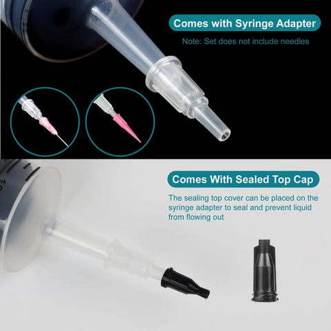 Four Pack 150ml Large Syringes Without Needles For Thick Liquids Heavy Duty Paint Fluid Water Irrigation And Horse Food Feeding Giant Plastic Syringe Set For Home Farm Vet Use with adapter and sealed cap