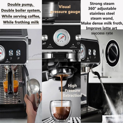 Top Tier Automatic Espresso Machine With Built In Conical Burr Grinder And Adjustable Coarseness For Home Baristas Cranking Out Rich Lattes Morning Fuel showcasing pressure gauge and steam wand.