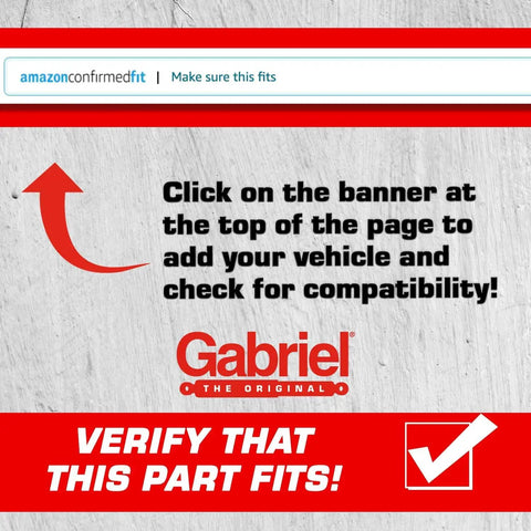 Image showing instructions to verify parts fit with branding arrow and text from Gabriel brand.