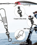 200 Pack Heavy Duty Fishing Snap Swivels Set With Dual Rolling Swivels For Ultra Smooth Spin And Anti Tangle Performance Type B Carbon Steel Lure Connectors Perfect For Freshwater And Saltwater Tackle, copper alloy swivel close-up