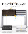 Heavy Duty Raised Garden Bed With Legs 48 By 24 By 32 Inches Galvanized Elevated Planter Box showing drainage system