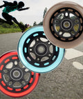 Inline Skate Wheel Replacement Kit 85A 64mm Blue For Smooth Cruising With Pro Grade ABEC9 Bearings And Floating Spacers