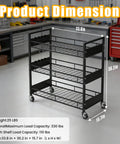 Heavy Duty 3 Tier Metal Utility Cart With Locking Casters And 330 Lbs Load Capacity Rolling Storage Organizer in workshop