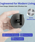 Heavy Duty Peel And Stick Wall Hooks Engineered For Clutter Free Homes Featuring No Sweat Setup, showing a hand holding a matte black hook.