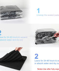 Instructions for 50 Pack Dope Acoustic Foam Panels For Studio Walls, Soundproof, showing unwrapping and expanding process.