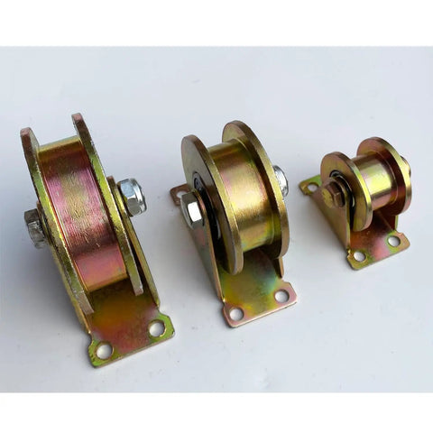 Heavy Duty 3 Inch H Groove Caster Wheel Set For Square Metal Tracks, Tough As Nails Galvanized Steel Build, Hardcore 1100 Lbs Load Per Wheel, Rust Proof Smooth As Silk Design, Rock Solid 2 Pack, showing three wheel sizes.