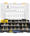 Open kit showing Do It All Concrete Screw And Fastener Kit 1625 Piece Assortment With Concrete Screws Nuts Bolts Washers And Wood Screws In A 3 Tray Organizer The Handy Toolbox Must Have For DIY Home And Carpentry Projects.