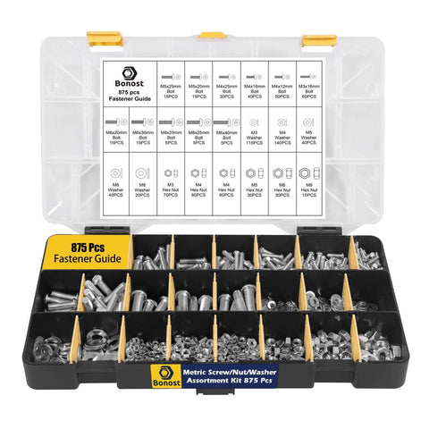 Open kit showing Do It All Concrete Screw And Fastener Kit 1625 Piece Assortment With Concrete Screws Nuts Bolts Washers And Wood Screws In A 3 Tray Organizer The Handy Toolbox Must Have For DIY Home And Carpentry Projects.