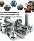 Stainless Steel Truss Head Machine Screws M6 1.0 X 12/16/20mm Full Thread Set, focus on screws with factory insert.