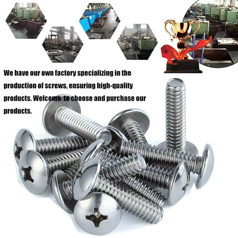 Stainless Steel Truss Head Machine Screws M6 1.0 X 12/16/20mm Full Thread Set, focus on screws with factory insert.