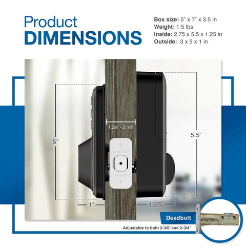 Side view of Electronic Keyless Entry Door Lock With Illuminated Keypad And Auto Locking Deadbolt 20 User Codes