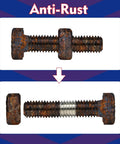 Rusty bolt before and after treatment with anti-rust solution