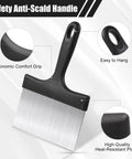 Heavy Duty Grill And Griddle Scraper With Wide Blade And Comfortable Handle For Blackstone Flat Top Grills, showing ergonomic grip