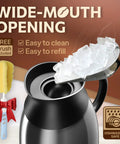 Wide-mouth Thermal Insulated Coffee Carafe Pitcher 51 Oz Vacuum Double Walled Stainless Steel Thermos with ice and cleaning brush