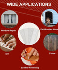 Wide applications of Premium Quality Heavy Duty 18 Gauge Brad Nails 1-1/4 Inch Zinc Galvanized for window repair, DIY tasks, and fencing.