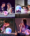 Galaxy Lamp With Wooden Stand 16 LED Color Changing Night Light Touch And Remote USB Rechargeable 7.1 Inch in various settings