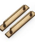 Two Pack 5 Inch Center To Center Antique Brass Cabinet Bar Pulls With Backplates for vintage drawers and kitchen renovation hardware