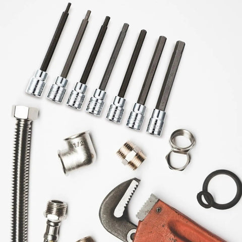 3 8 Inch Drive Badass Xxl Extra Long Bits Socket Wrench Set with Heavy Duty Ratcheting Tools displayed with various hardware components.