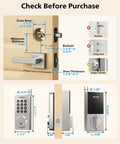 Installation guide illustration for WiFi Smart Keypad Deadbolt Lock With App Remote Control No Hub Needed Works With Alexa And Google Assistant Keyless Entry Auto Lock Satin Nickel Finish For Easy Front Door Security Say Goodbye To Keys.