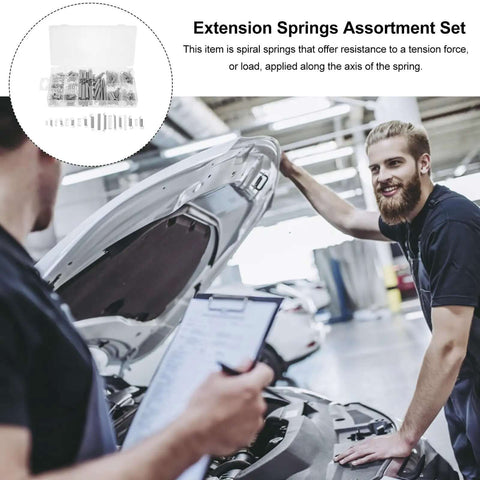 Durable 200 Piece Steel Spring Assortment Set With Extension And Compression Springs Kit, workshop car repair image