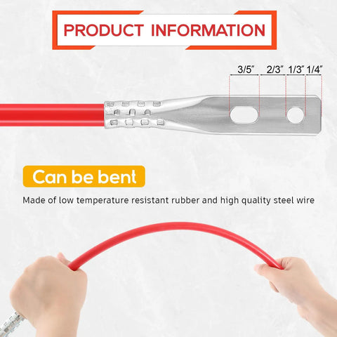 Four Pack 27 Inch Snow Plow Blade Markers Kit With Reflective Red Tubes, Steel Wire Core, bend demonstration