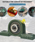 Close-up of 4 Pack UCP202-10 Pillow Block Bearings 5/8 Inch Mounted With Solid Cast Iron Base And Self Alignment For Heavy Machinery.