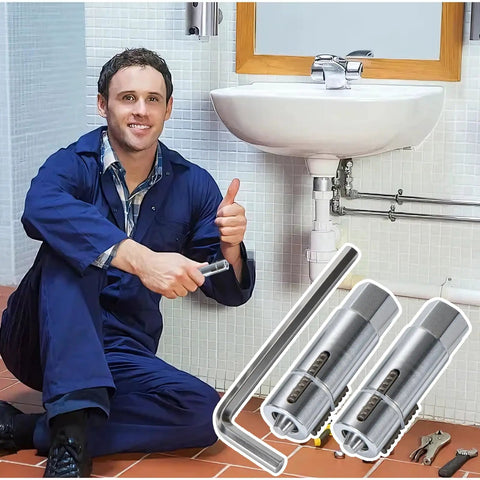 Super Tough Heavy Duty Forged Steel Thread Retapper And Broken Bolt Extractor with plumber fixing sink drain.