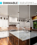 Kitchen with 4 Inch Square LED Flush Mount Ceiling Light Kit, 10W Dimmable Downlight in various color temps and dimming levels.