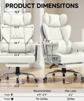 Big And Tall Office Chair With High Back Leather Retractable Footrest And Ergonomic 3D Lumbar Support dimensions in a home office setting.