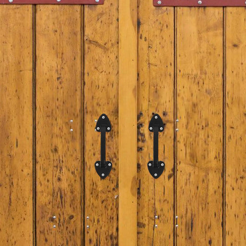 Barn Door Handles Set Black 2 Pack Go To Rustic Gate Pull Hardware for cast iron garage and wood doors indoor and outdoor use