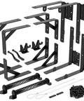 Anti Sag Gate Kit Two Pack Heavy Duty Fence Gate Hardware For Sag Free Smooth Open And Close Provides Strong Post Support And Easy Installation For Durable Gates, black steel parts