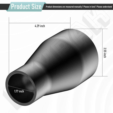 Table Saw Dust Collection Adapter Two And A Half Inch Outlet To One And Seven Eighth Inch Vacuum Hose Connection Easy Install No Fuss Black Fits Most Table Saws And Ten Inch Models illustrated with dimensions