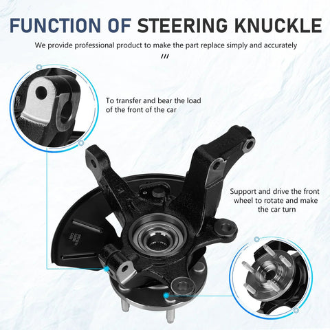 Front Steering Knuckle And Wheel Bearing Hub Assembly Fits Ford Escape 2005-2012 Mercury Mariner 2005-2011 And Mazda Tribute 2005-2011 Left And Right Sides Replacement Parts LK015 LK016 698-404 698-405 showing function and details
