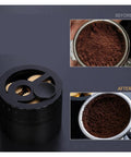 Total Game Changer 58mm Coffee Distributor Needle Tool For Portafilter Leveling Solid Aluminum Build Black Finish before and after ground espresso.