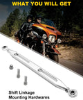 Biker Grade Chrome Shift Linkage Rod For Harley Davidson Touring Bikes 1986 2024 Bolt On Replacement For Smooth Shifts On Softail Dyna Fatboy Street Glide Road Glide Road King Electra Glide chrome shift linkage rod with mounting hardware