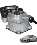 Front-angle view brake vacuum pump with aluminum housing and black mounting flange; GM cars (2016–2022)