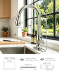 OWOFAN Chrome Kitchen Faucet with Pull Down Sprayer, 3-Mode Single Handle Sink Faucet displayed in a modern kitchen setting.