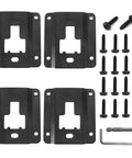 Heavy Duty Truck Bed Cargo Tie Down Brackets Plates For Ford F150 F250 F350 with screws and installation tools, black steel.