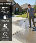 Man applying Pro Level Penetrating Concrete And Stone Sealant For Indoor Or Outdoor Areas on driveway using sprayer.