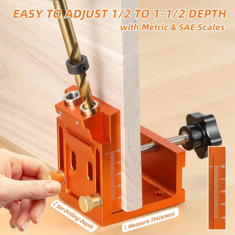 All In One Pocket Hole Jig Kit For Super Strong Hidden Joints With 15 Degree Adjustable Drill Guide Easy Angled Hole Setup
