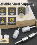 Self Tapping Cabinet Screws And Shelf Pins With Anti Slip Sleeves Set 50 Screws And 50 Non Slip Sleeves shown on wooden surface