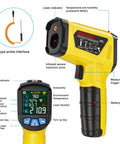 Non Contact Infrared Thermometer With Laser Targeting And K-Type Probe, Digital Temp Gun, Humidity Sensor, Color LCD