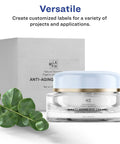 Customizable Two By Three Inch Rectangle Labels Glossy Crystal Clear Finish That Really Pops Colors Perfect For Party Favors Gift Labels Mailing Labels And Product Labeling Full Bleed Print Ready 80 Customizable Labels on anti-aging cream jar.