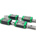 Two Pack 300mm Linear Guide Rails With Four HGR20CA Carriage Blocks for CNC DIY Projects and Auto Machines, smooth glide rails displayed