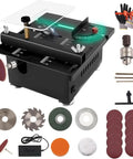 Heavy Duty Mini Table Saw For No Sweat Wood And Acrylic Cuts In Tight Spaces Portable Desktop Electric Craft Saw with attachments.